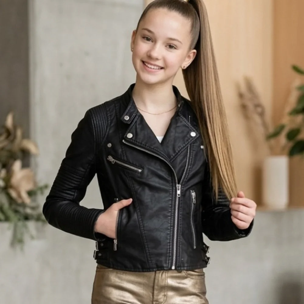 Blank NYC Black Leather girls Jacket - size medium